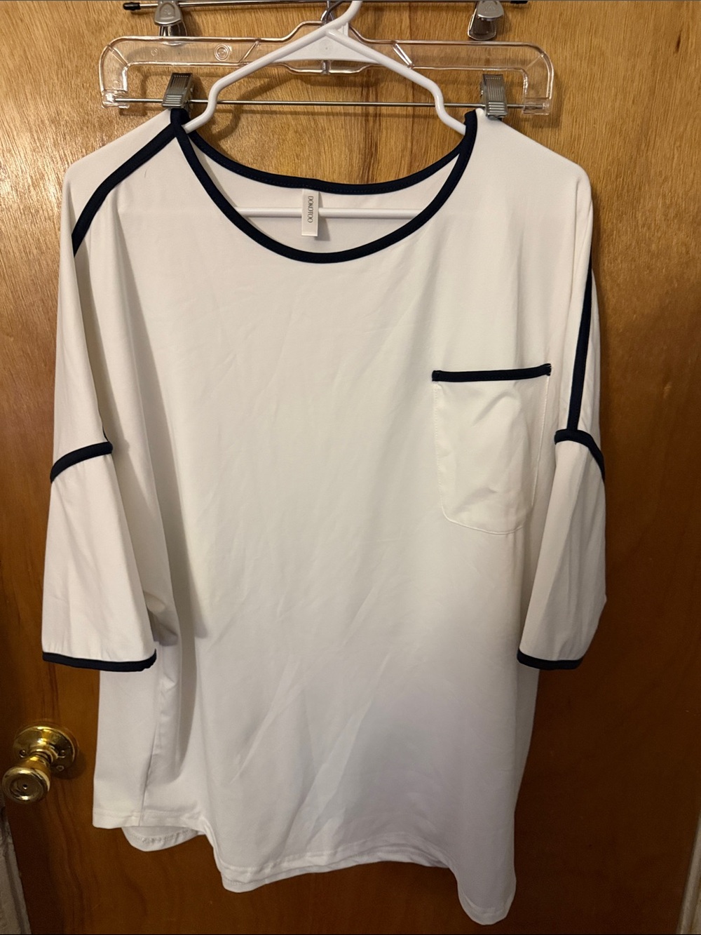 Women’s Contrast-Trim Blouse - White with Black Trim